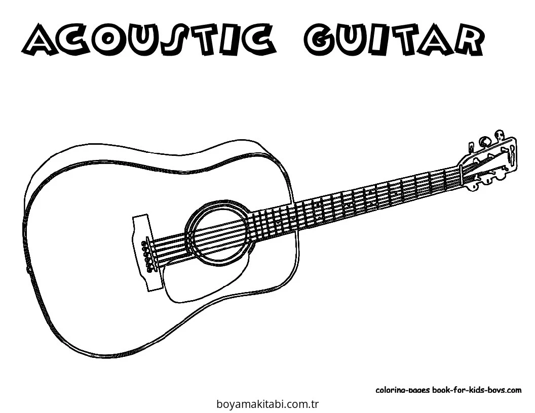 Gitar boyama sayfası – ücretsiz yazdır, boyama etkinliği
