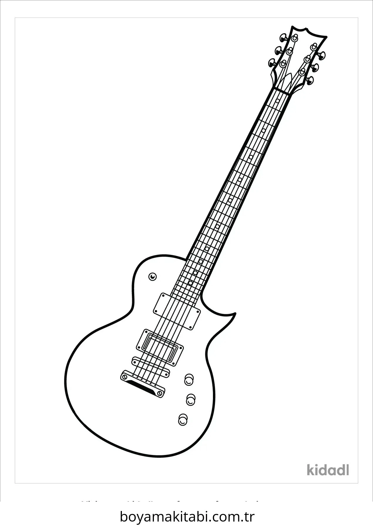 Gitar boyama sayfası – boyama etkinliği, çocuk aktivitesi