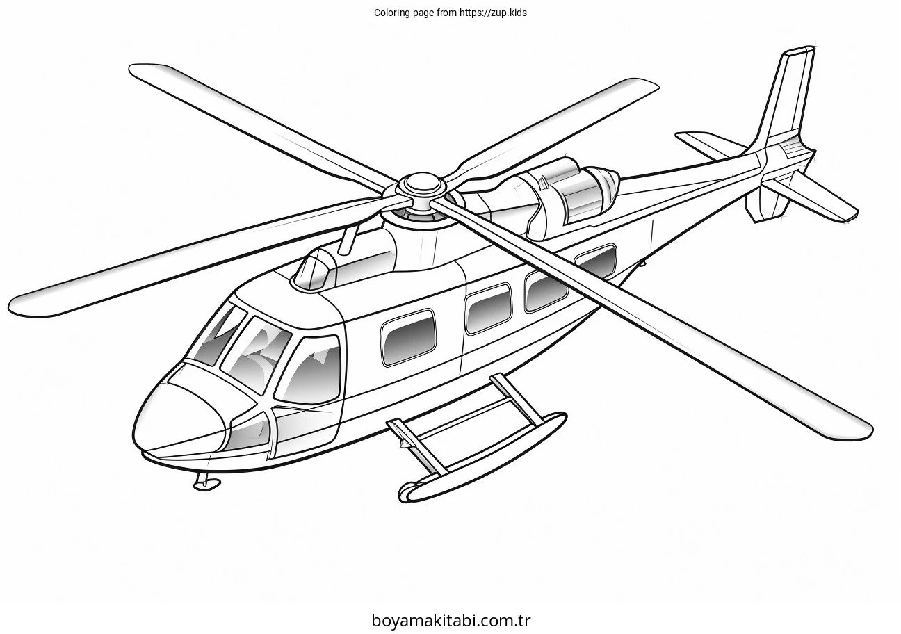 Helikopter boyama sayfası – keyifli zaman, renkli çizimler