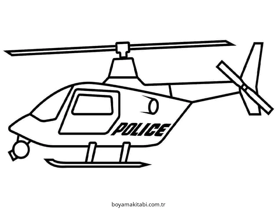 Helikopter boyama sayfası – çocuklar için, çizgi film temalı