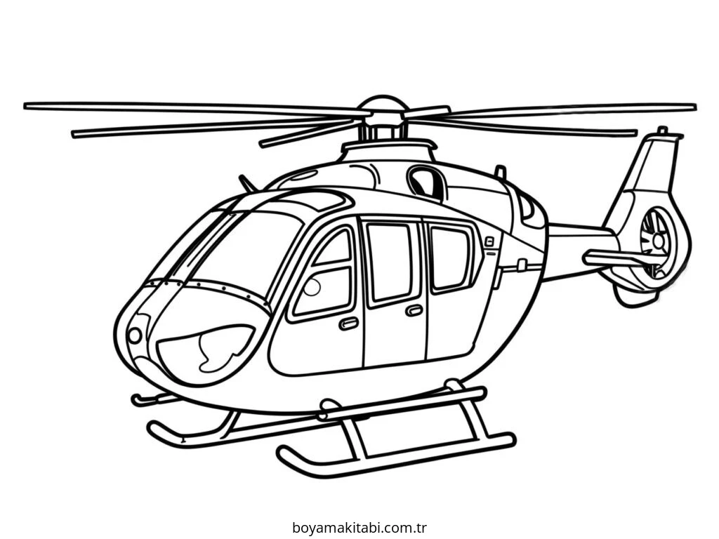 Helikopter boyama sayfası – eğlenceli etkinlik, el becerilerini geliştirir