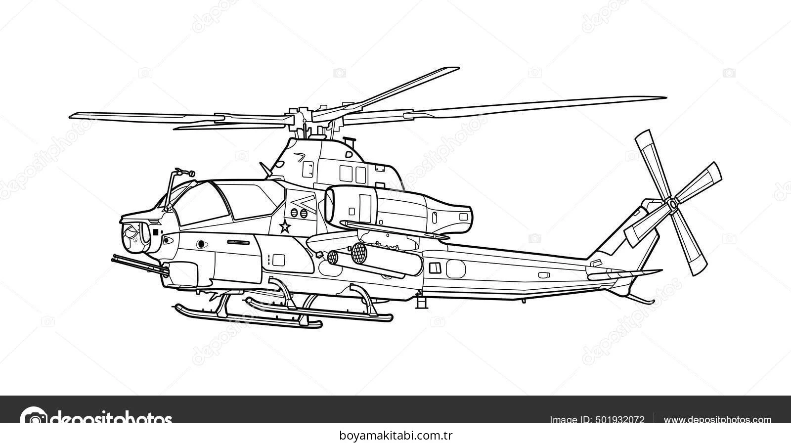 Helikopter boyama sayfası – boyama etkinliği, çocuk aktivitesi