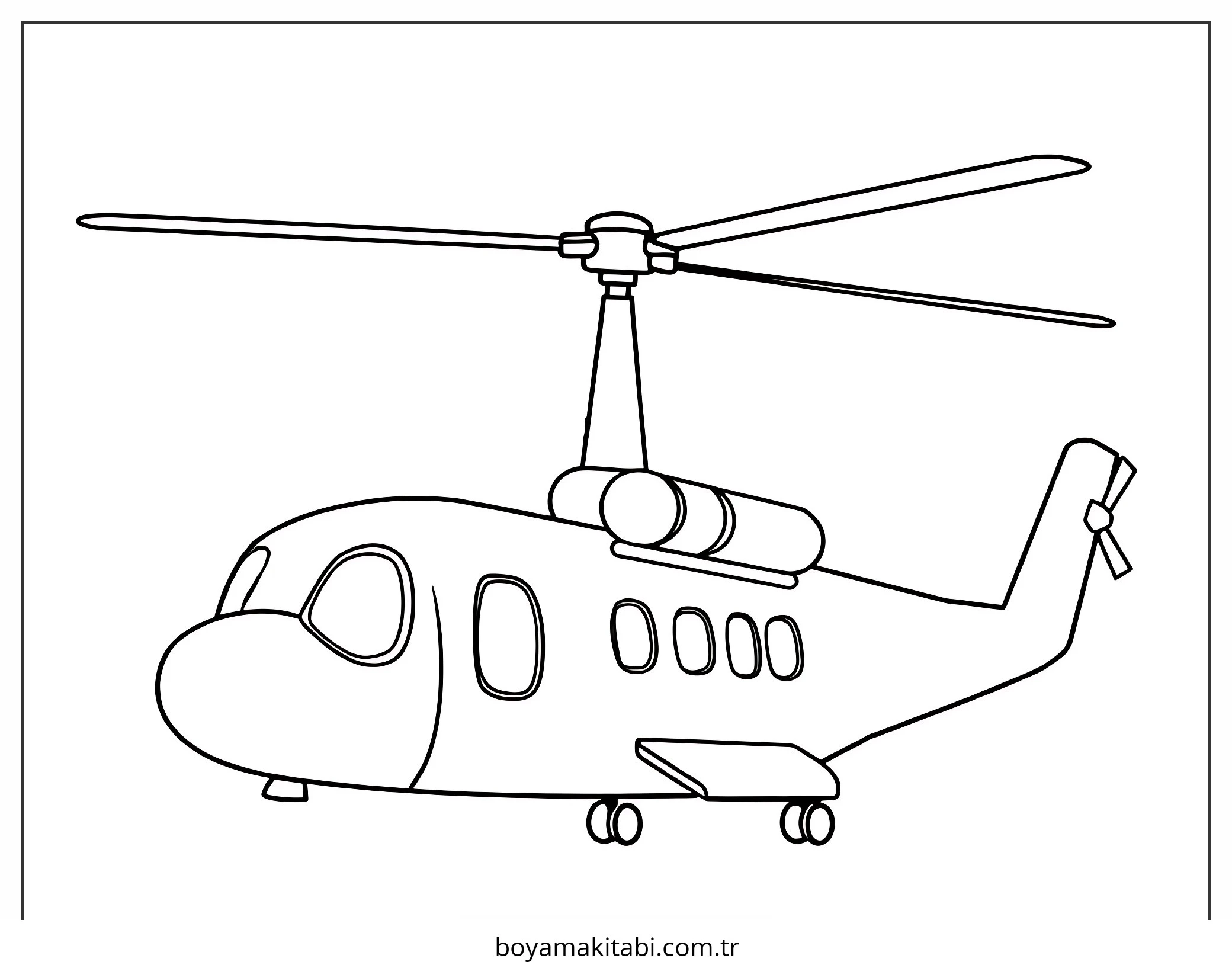 Helikopter boyama sayfası – çizgi film temalı, basit çizim