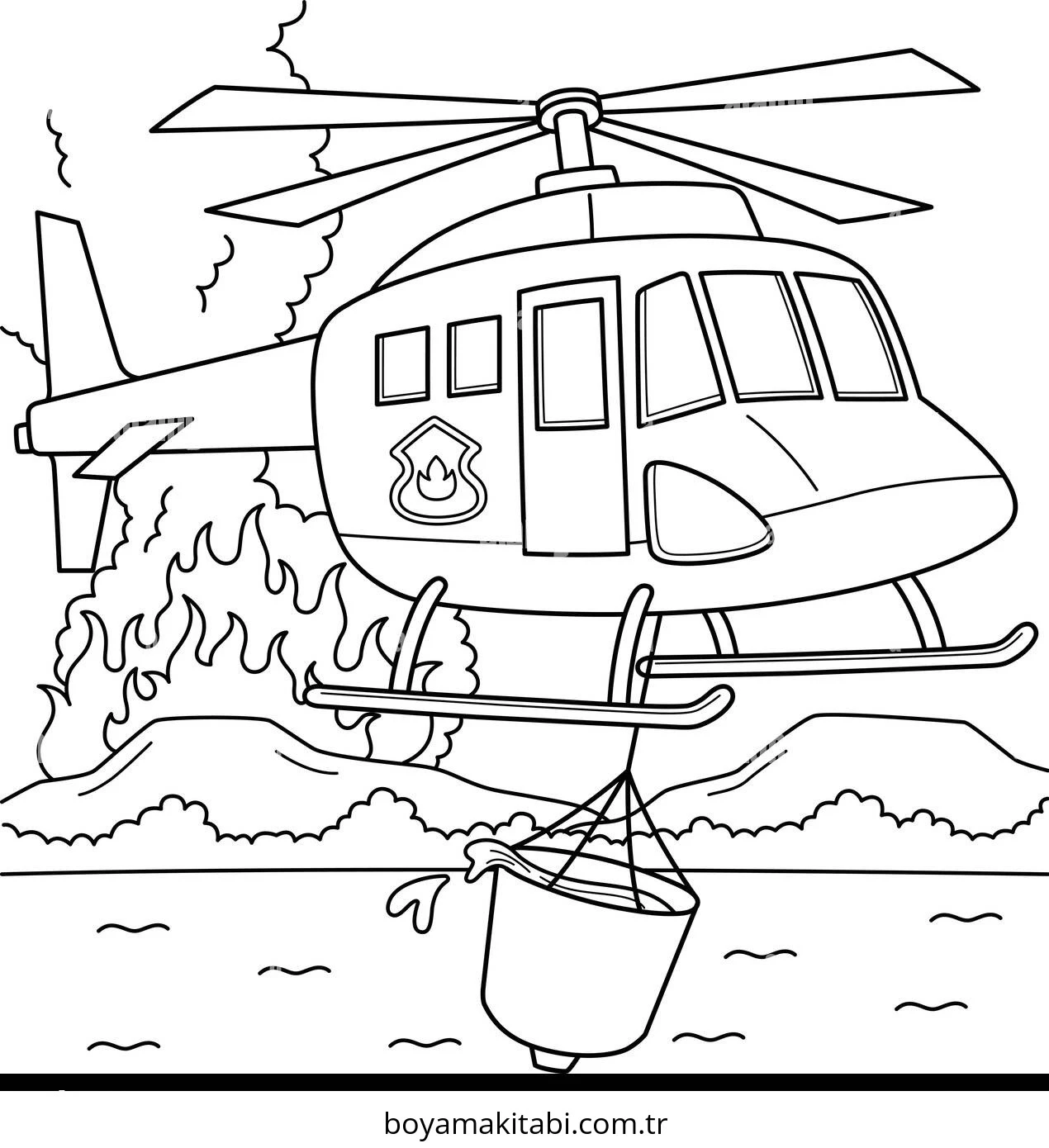 Helikopter boyama sayfası – eğitici aktivite, yaratıcılık