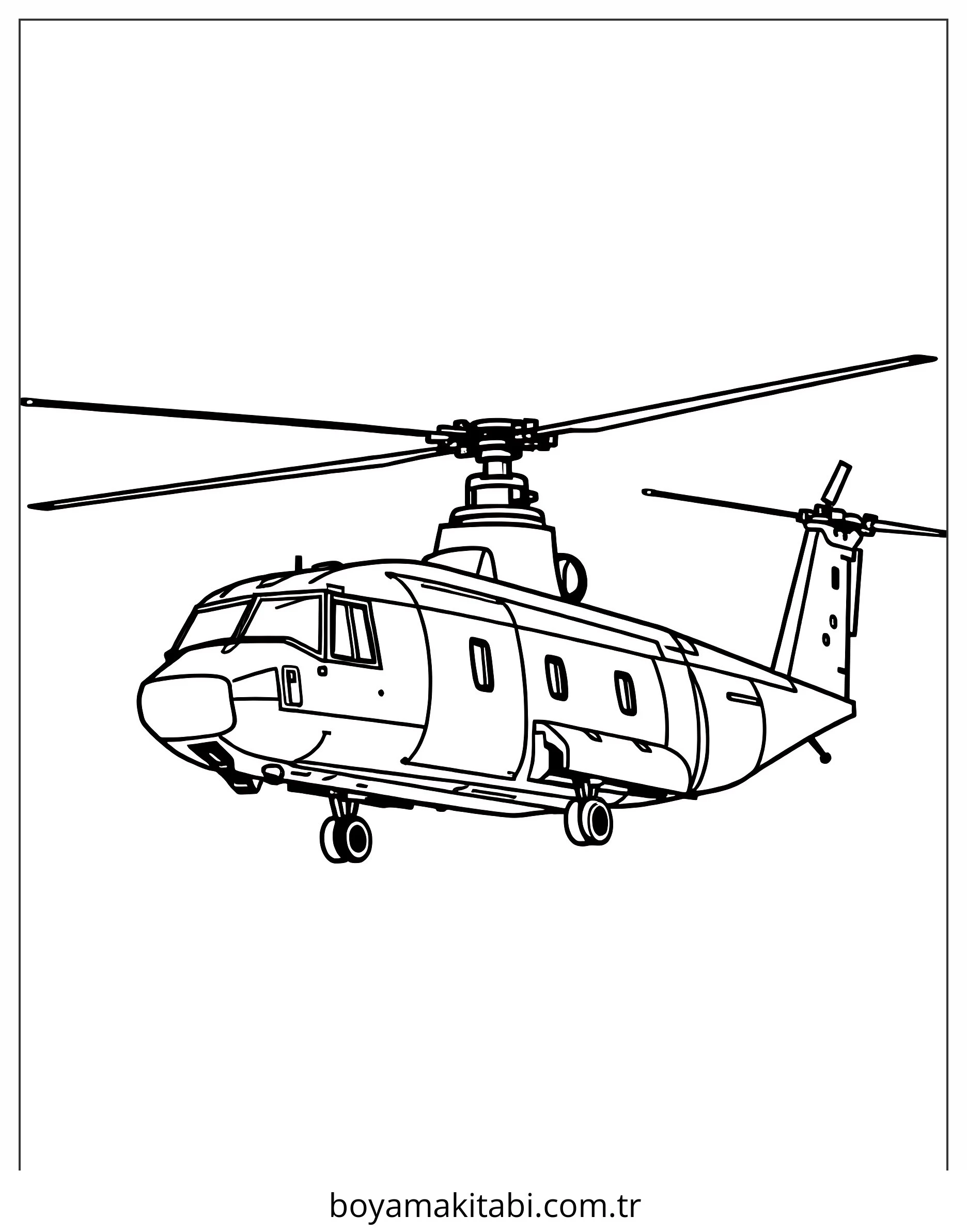 Helikopter boyama sayfası – keyifli zaman, renkli çizimler