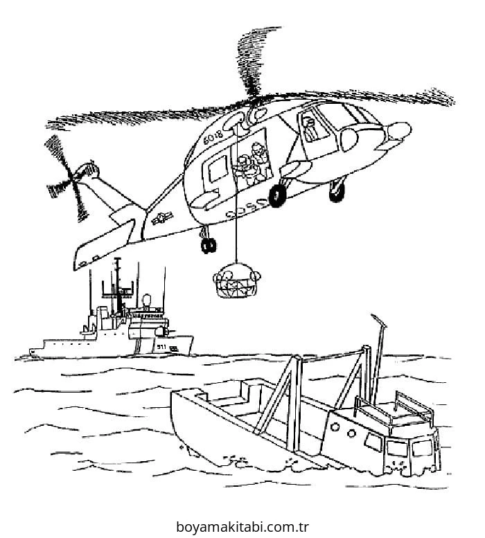 Helikopter boyama sayfası – sanatsal çalışma, çocuklar için