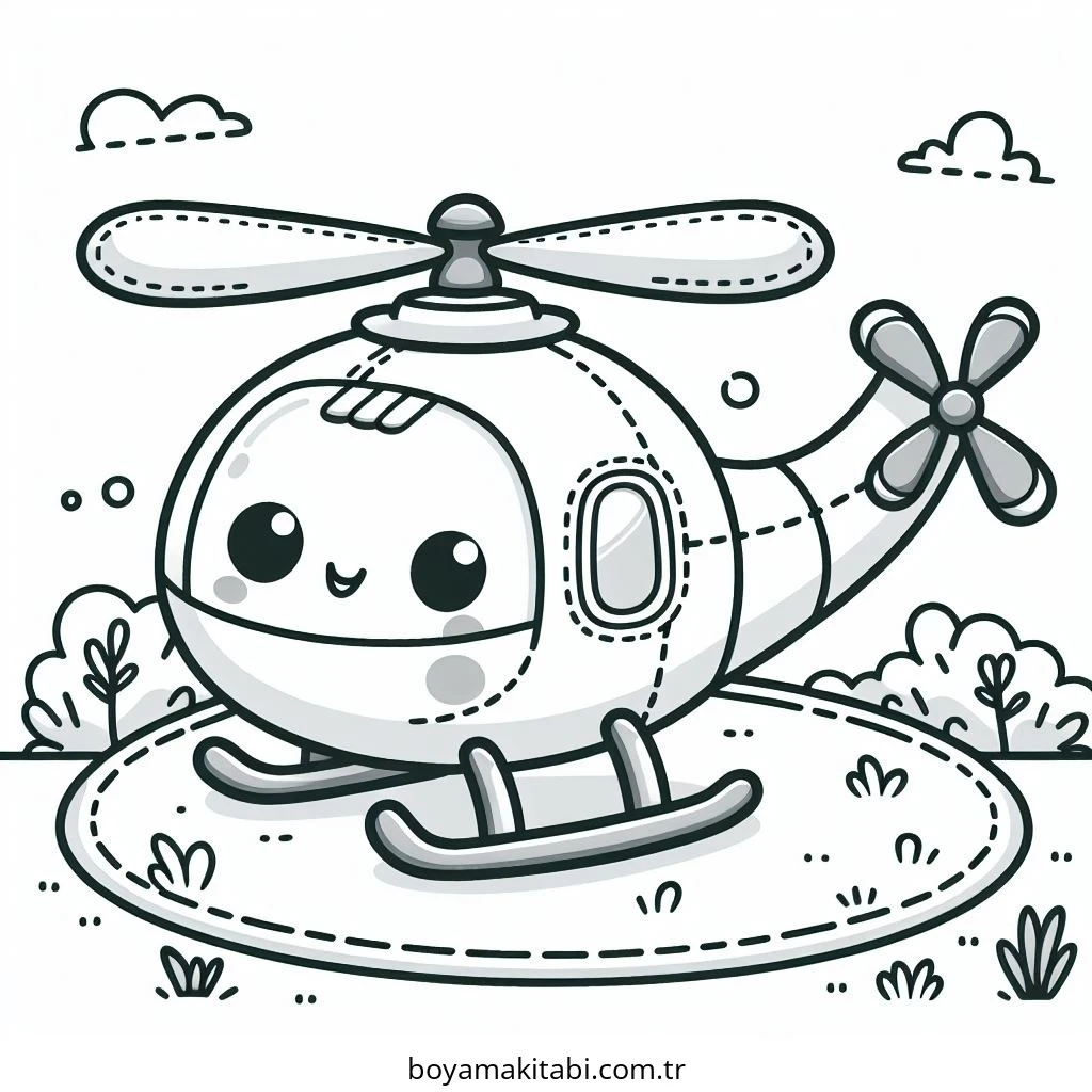 Helikopter boyama sayfası – renkli çizimler, okul öncesi
