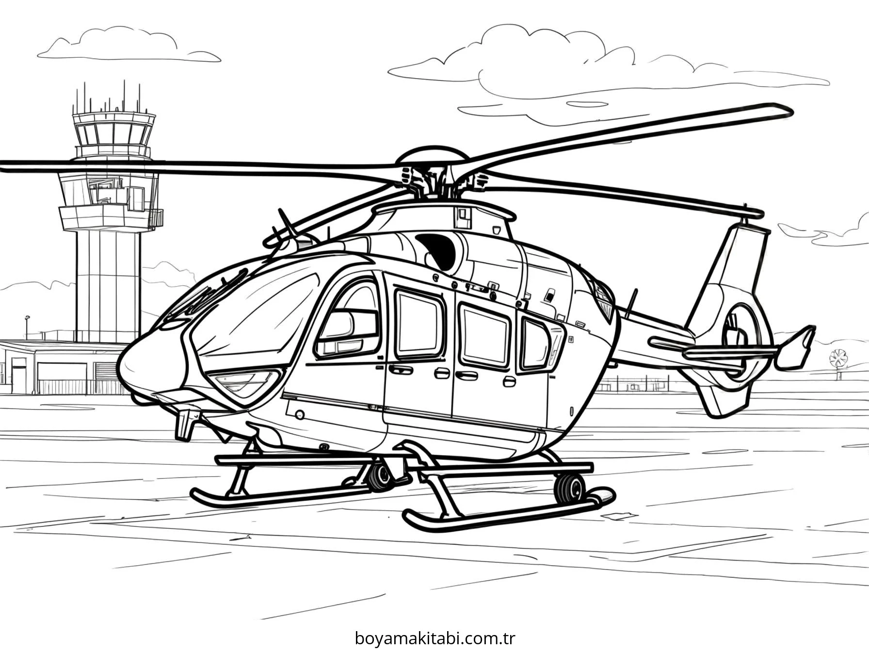 Helikopter boyama sayfası – ücretsiz yazdır, boyama etkinliği