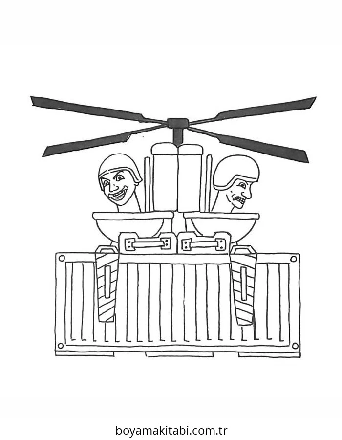 Helikopter boyama sayfası – çocuklar için, çizgi film temalı