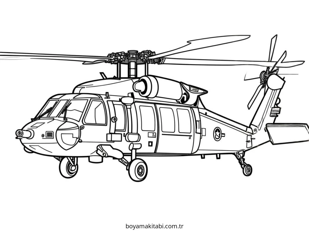 Helikopter boyama sayfası – eğlenceli etkinlik, el becerilerini geliştirir