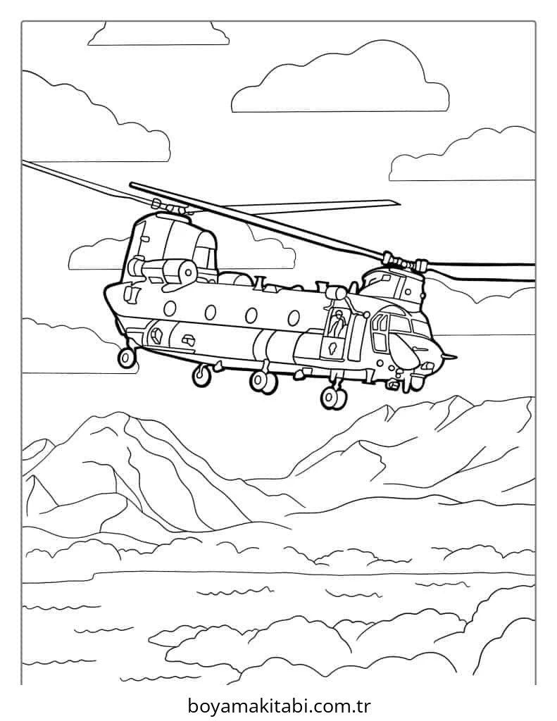 Helikopter boyama sayfası – yaratıcılığı geliştirir, keyifli zaman