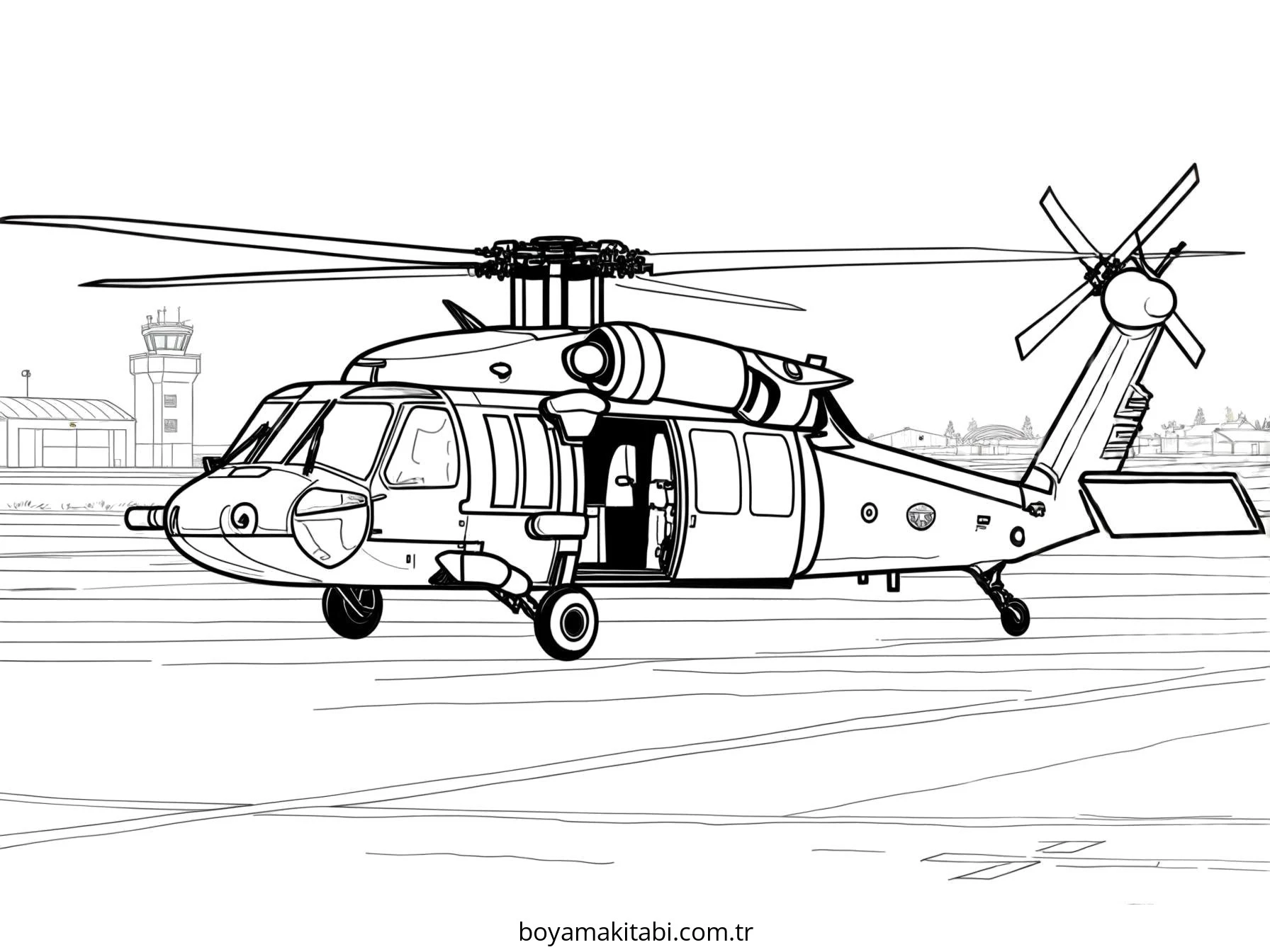 Helikopter boyama sayfası – okul öncesi, evde etkinlik