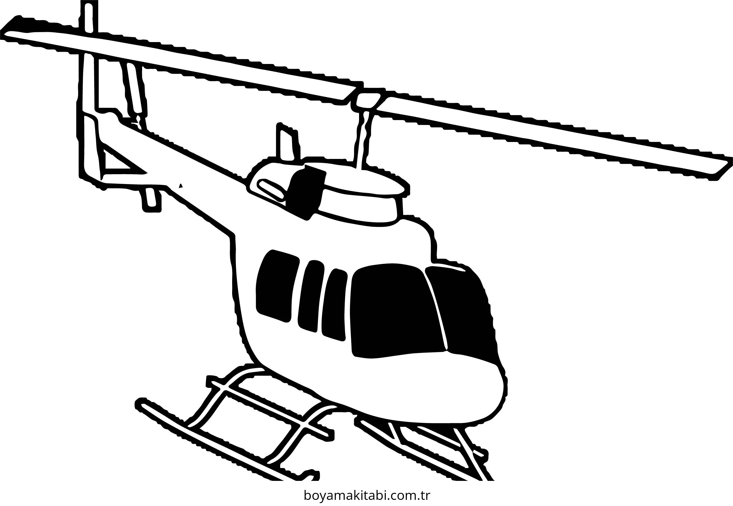 Helikopter boyama sayfası – el becerilerini geliştirir, boyama çalışması