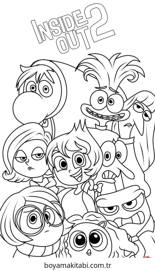 Inside Out boyama sayfası – sanatsal çalışma, çocuklar için