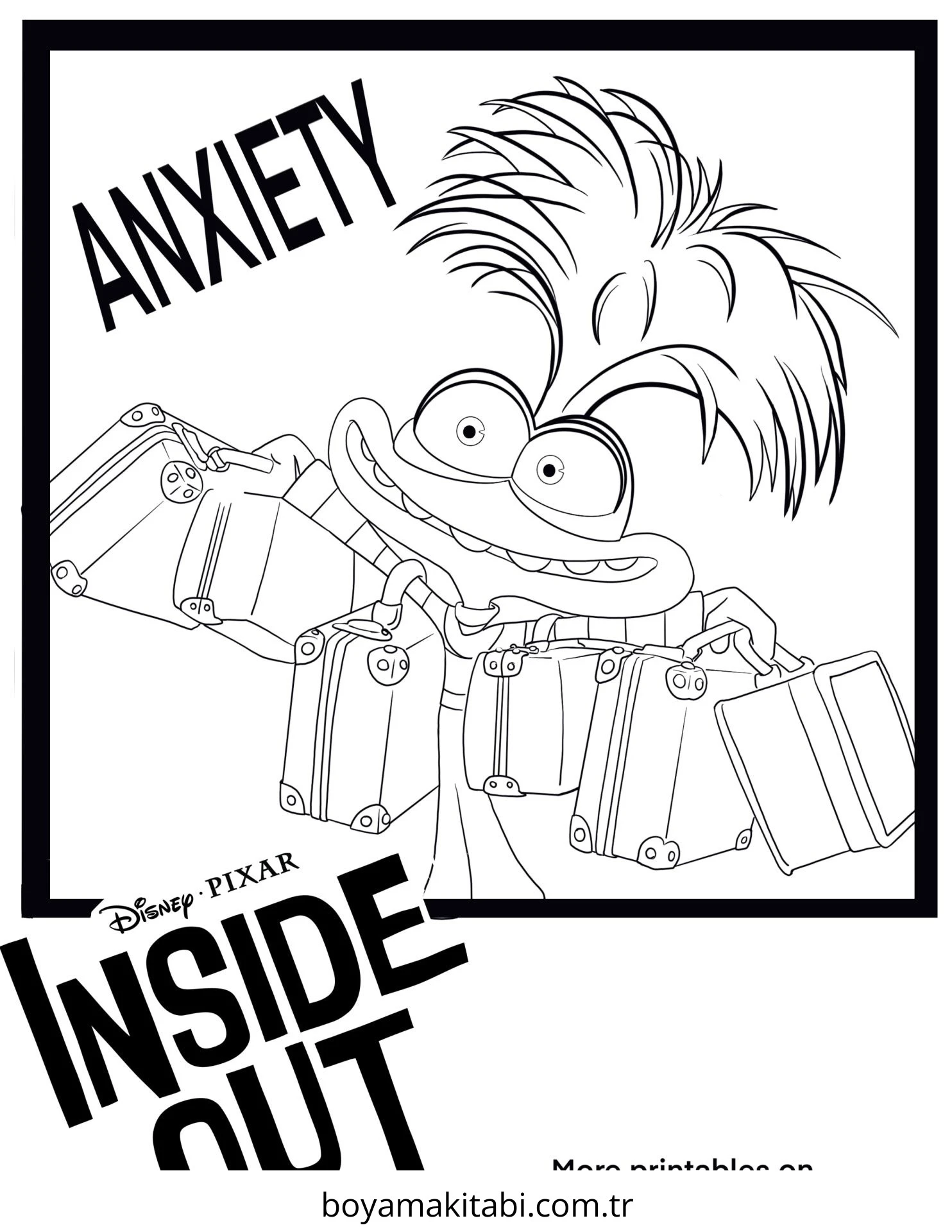 Inside Out boyama sayfası – PDF indir, sevimli karakter