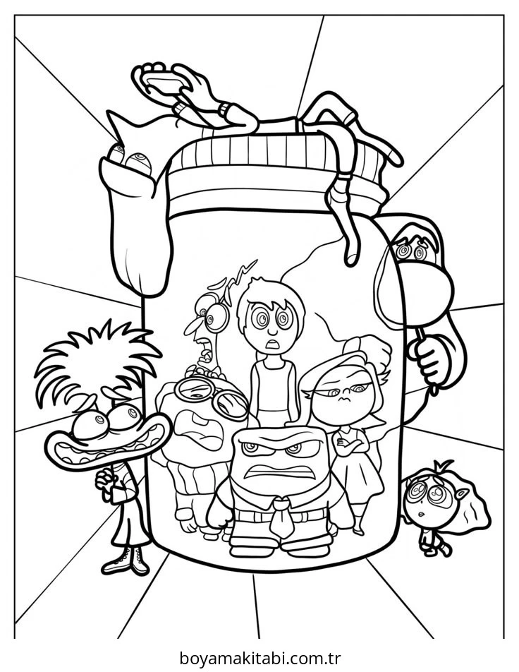 Inside Out boyama sayfası – çocuklar için, çizgi film temalı
