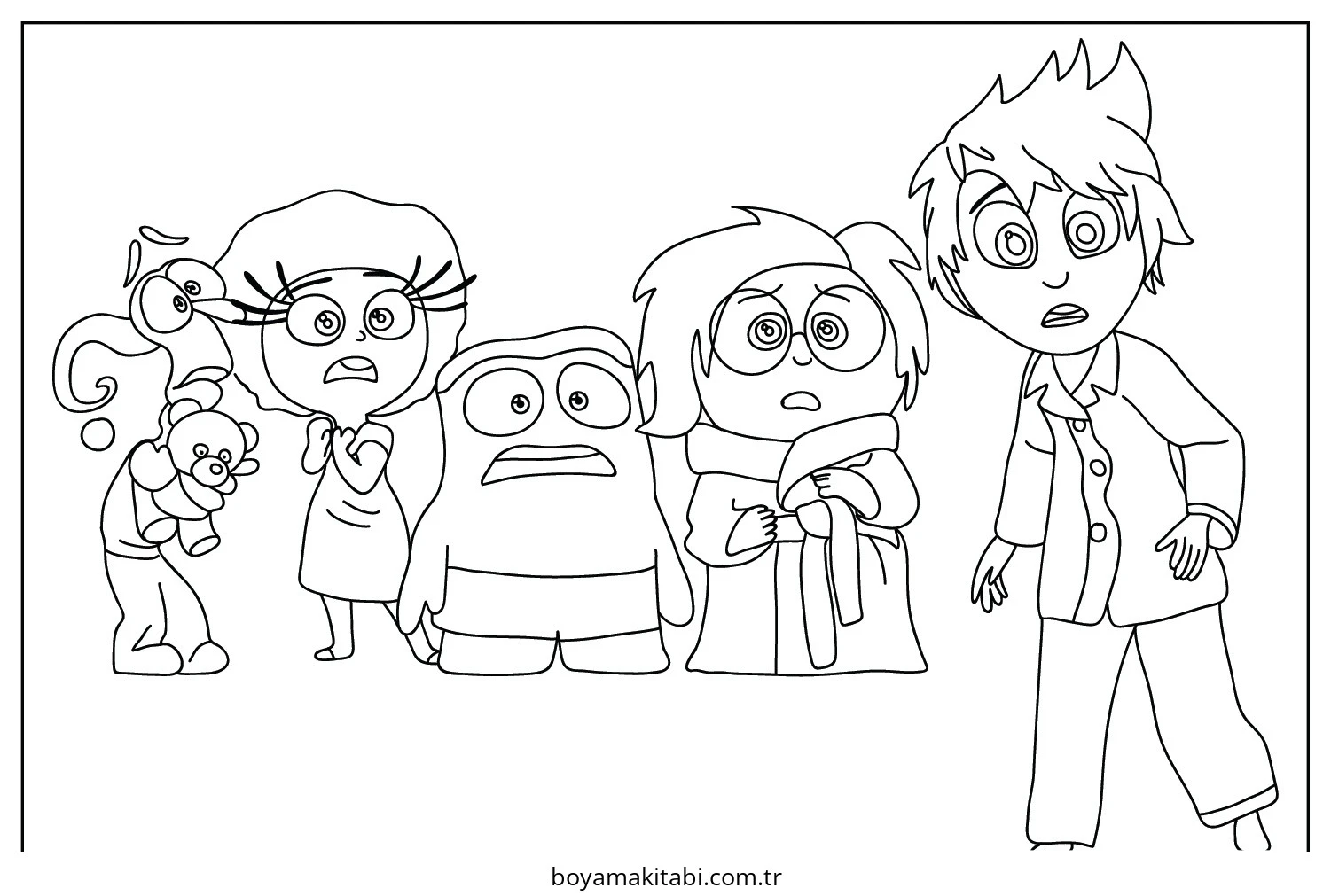 Inside Out boyama sayfası – eğlenceli etkinlik, el becerilerini geliştirir