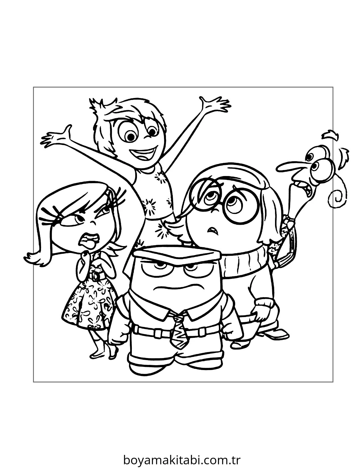 Inside Out boyama sayfası – çocuk aktivitesi, PDF indir