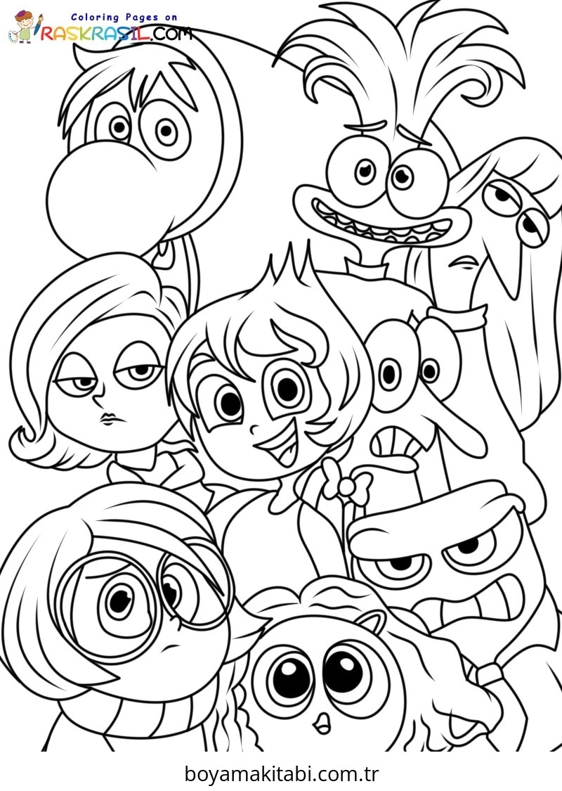 Inside Out boyama sayfası – PDF indir, sevimli karakter