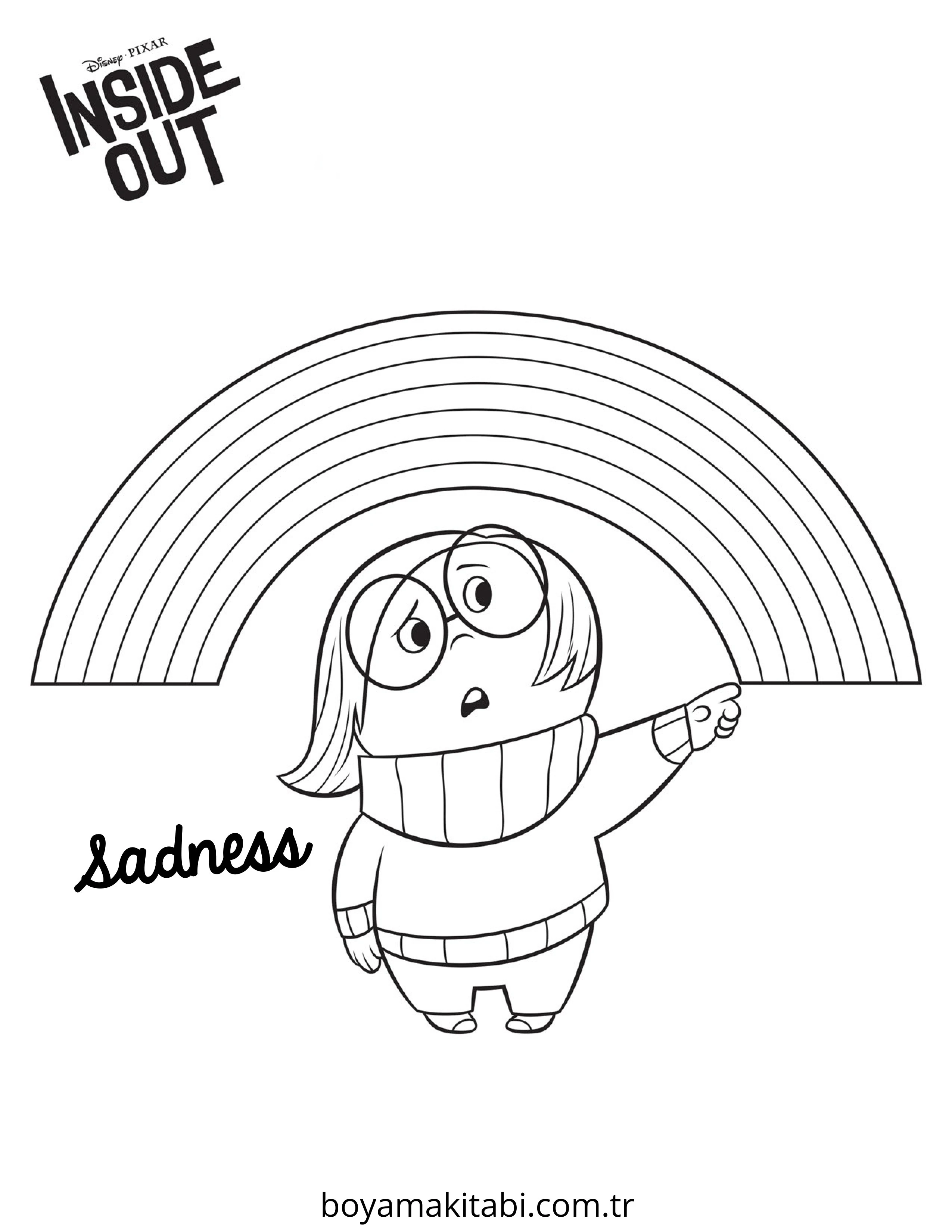 Inside Out boyama sayfası – çocuklar için, çizgi film temalı