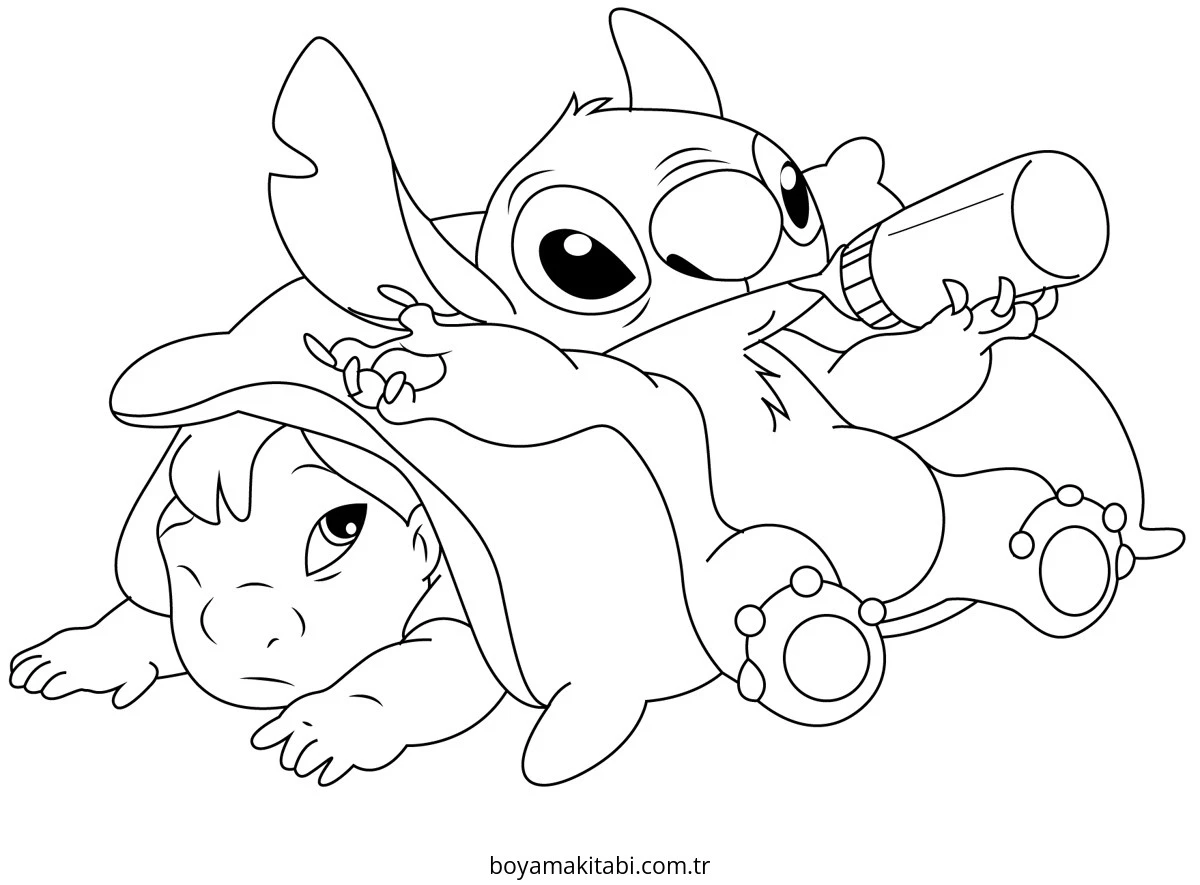 Lilo and Stitch boyama sayfası – okul öncesi, evde etkinlik