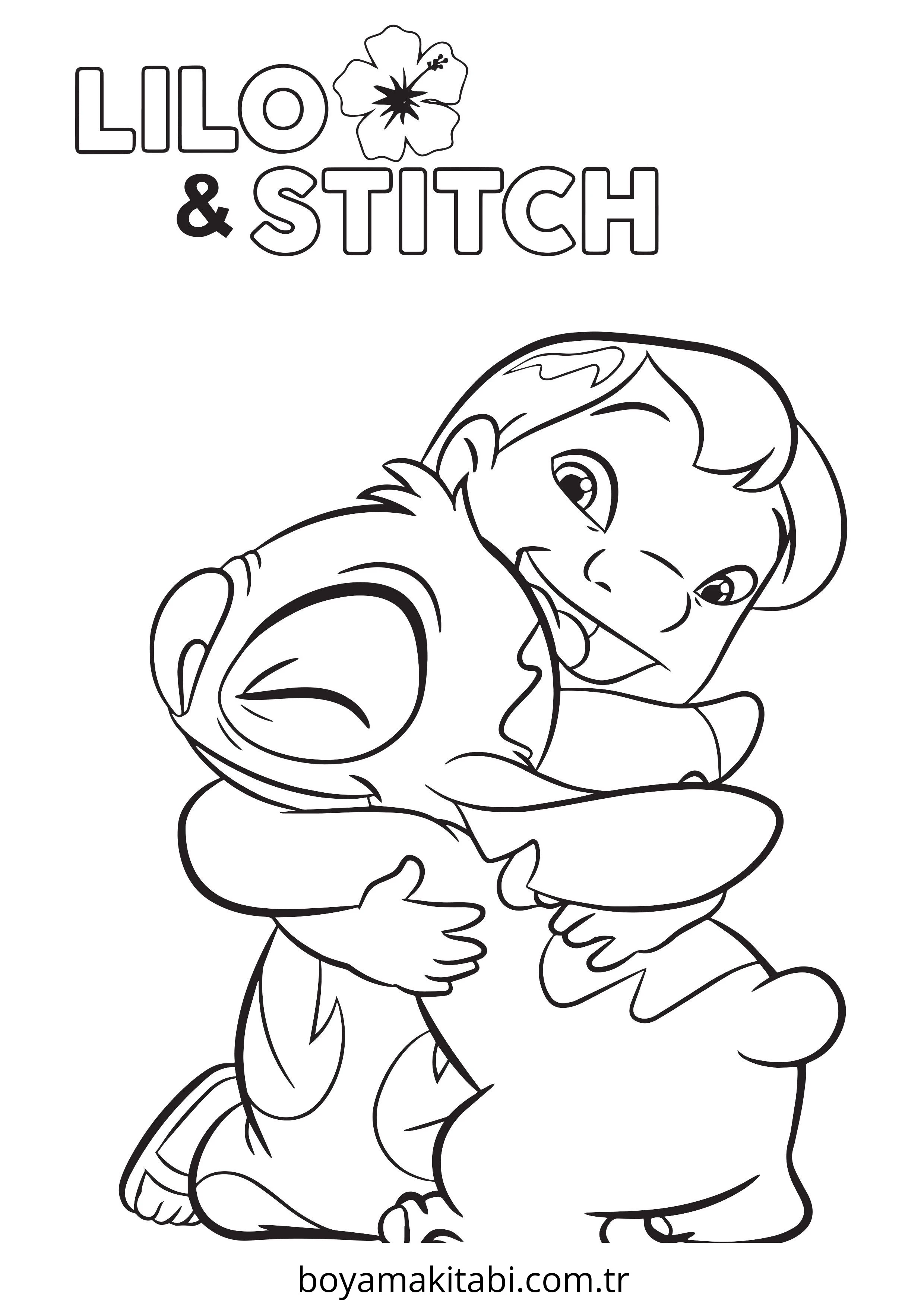 Lilo and Stitch boyama sayfası – çizgi film temalı, basit çizim