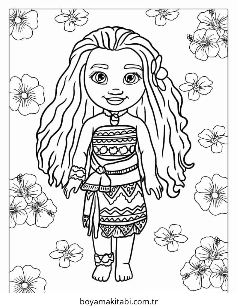 Moana boyama sayfası – okul öncesi, evde etkinlik