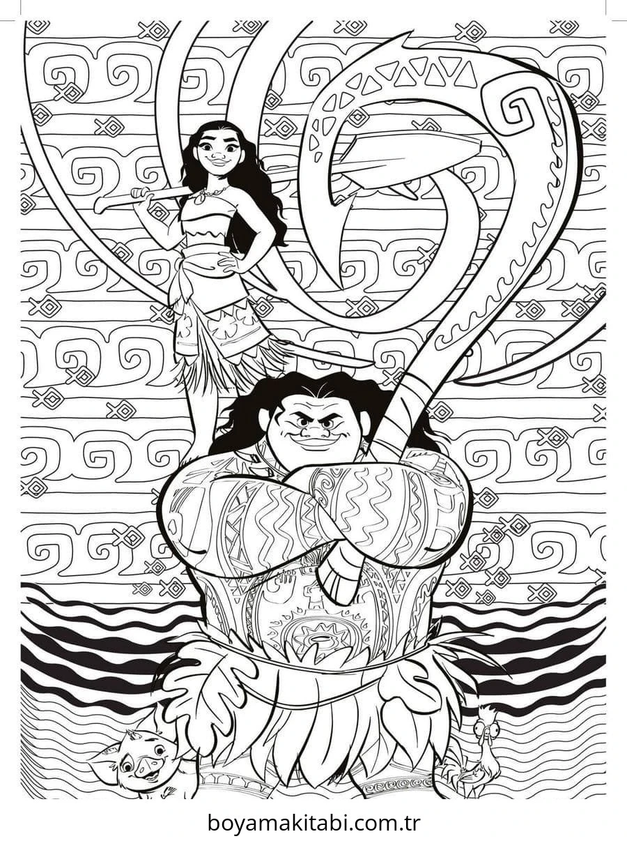 Moana boyama sayfası – boyama etkinliği, çocuk aktivitesi