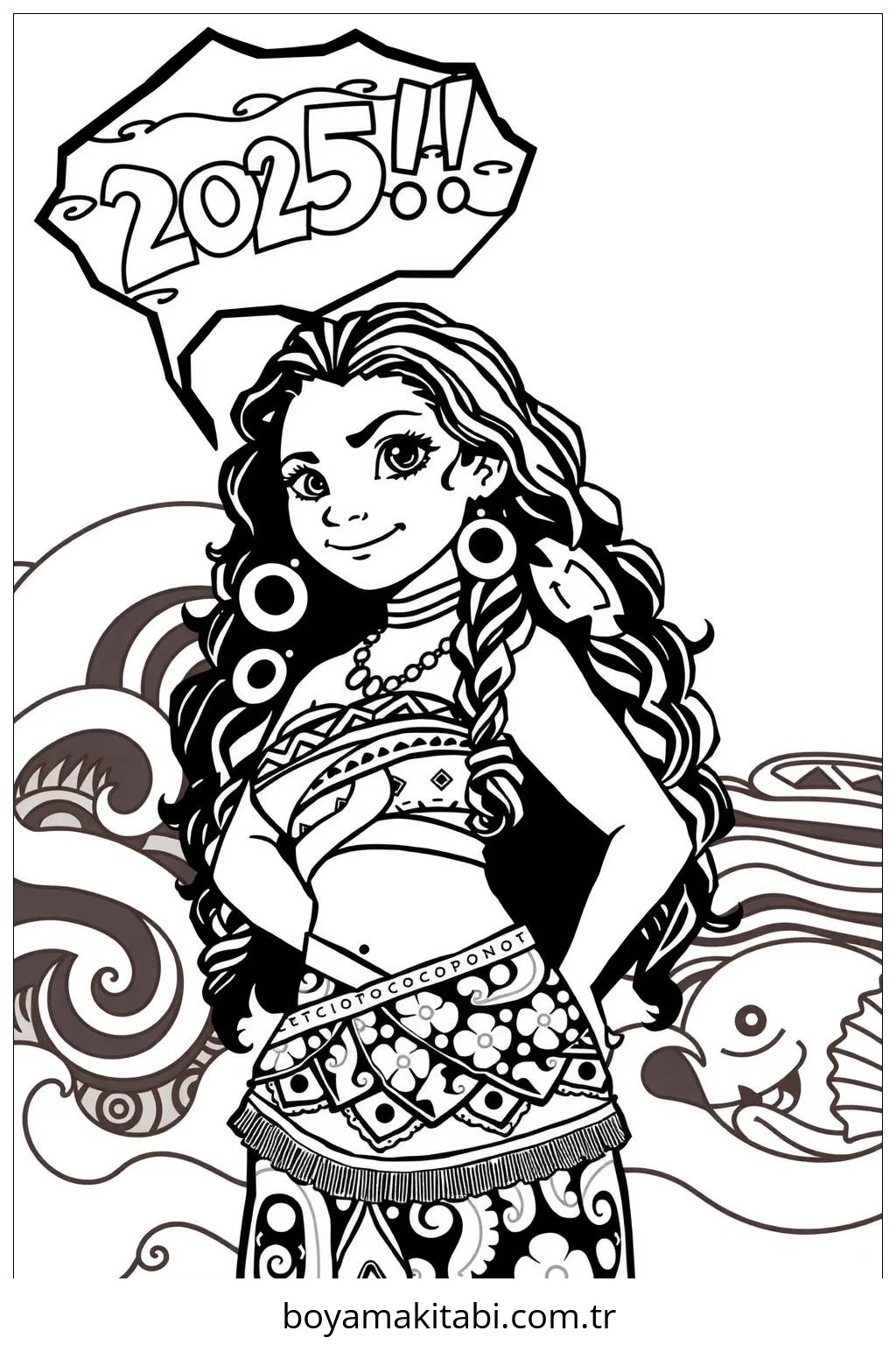 Moana boyama sayfası – eğitici aktivite, yaratıcılık