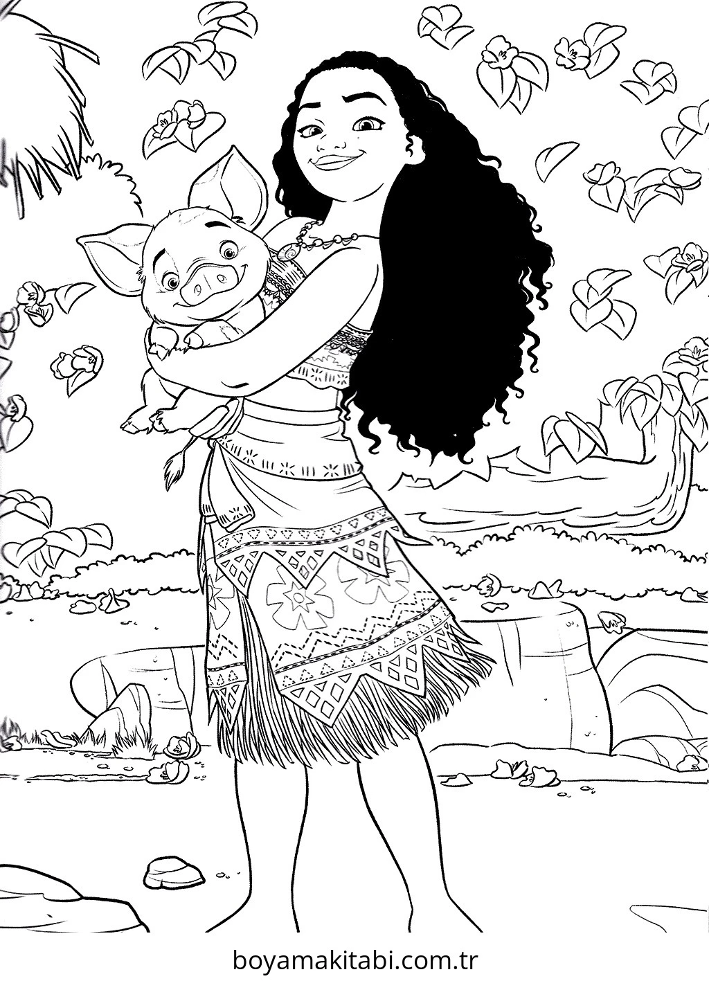 Moana boyama sayfası – el becerilerini geliştirir, boyama çalışması