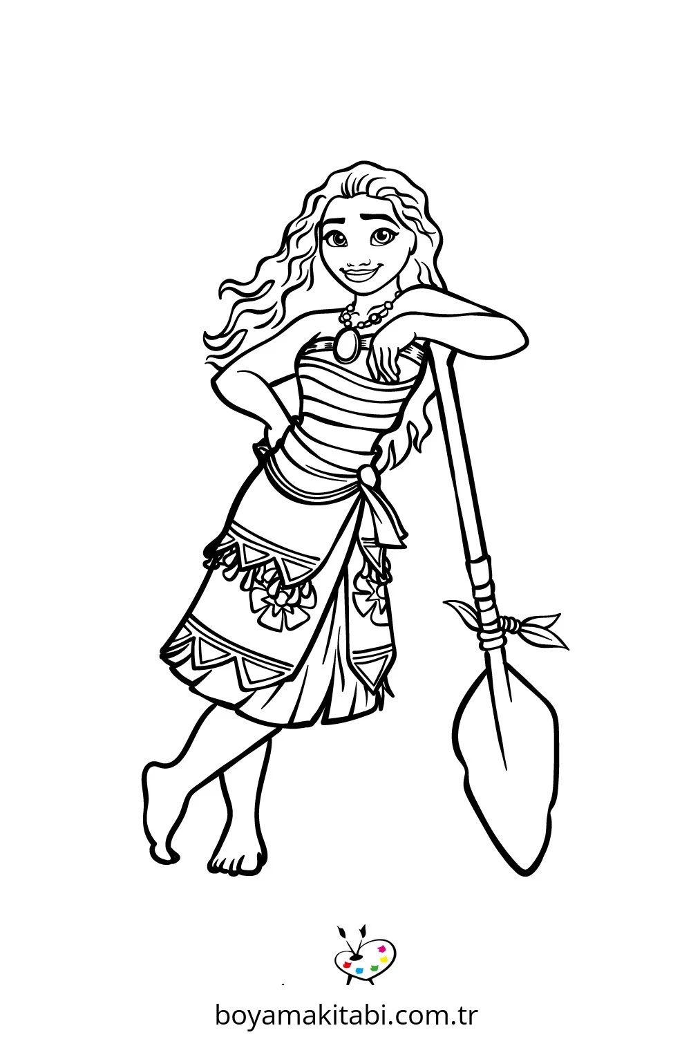 Moana boyama sayfası – çocuk aktivitesi, PDF indir