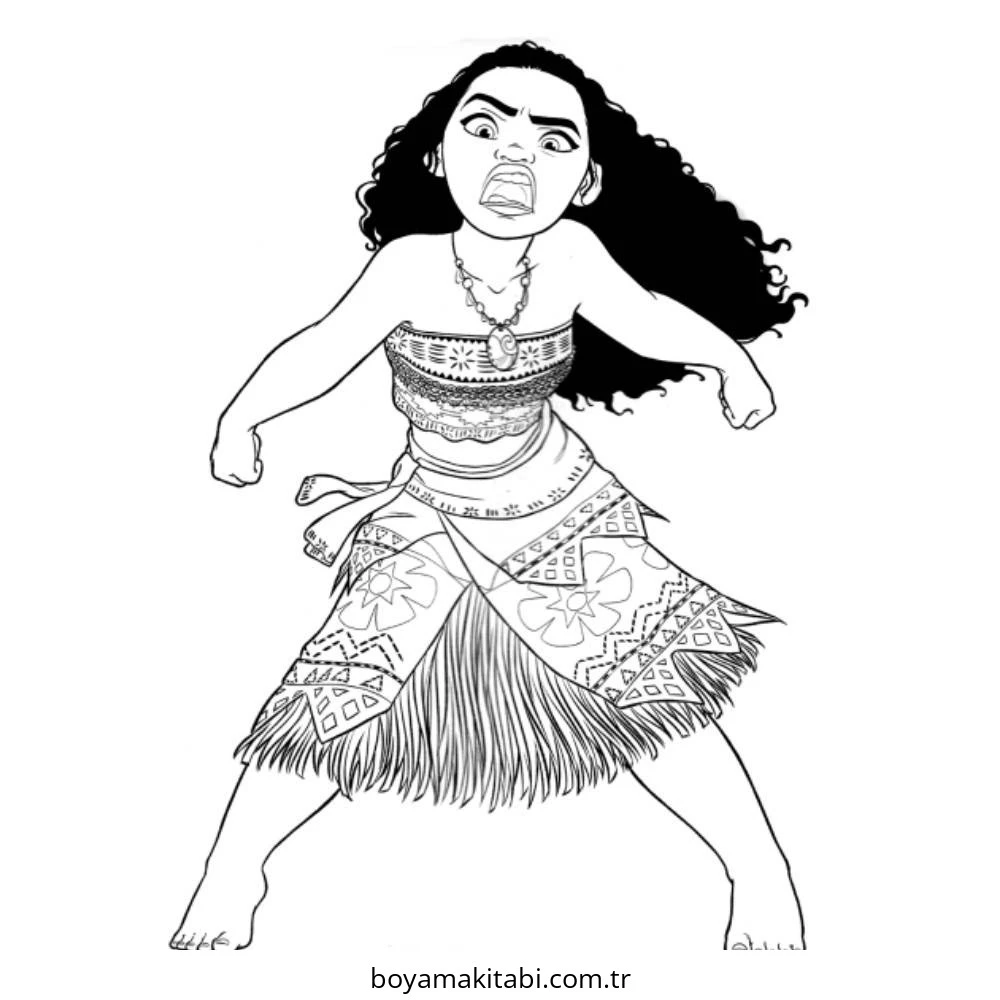 Moana boyama sayfası – sanatsal çalışma, çocuklar için