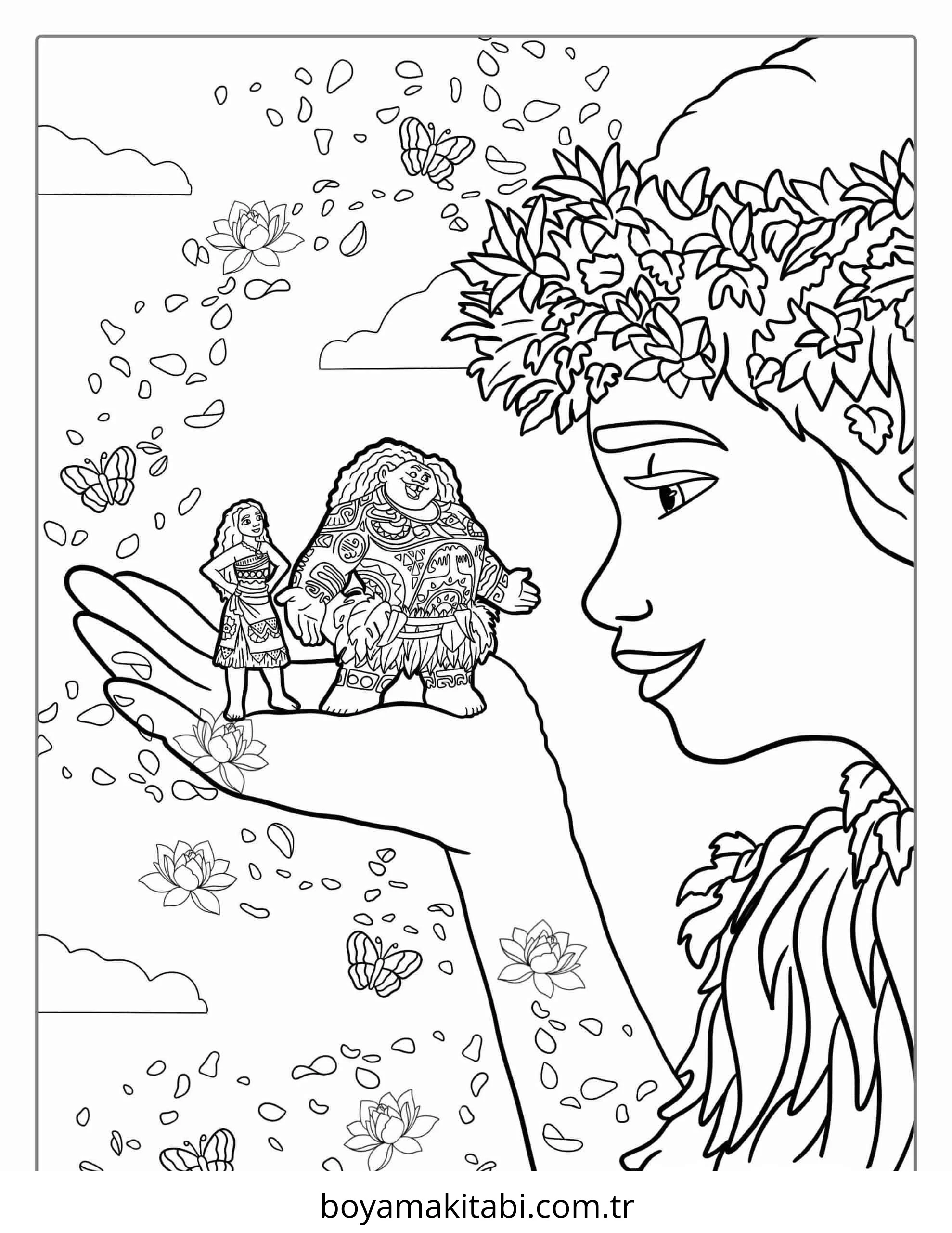 Moana boyama sayfası – boyama çalışması, yaratıcılığı geliştirir