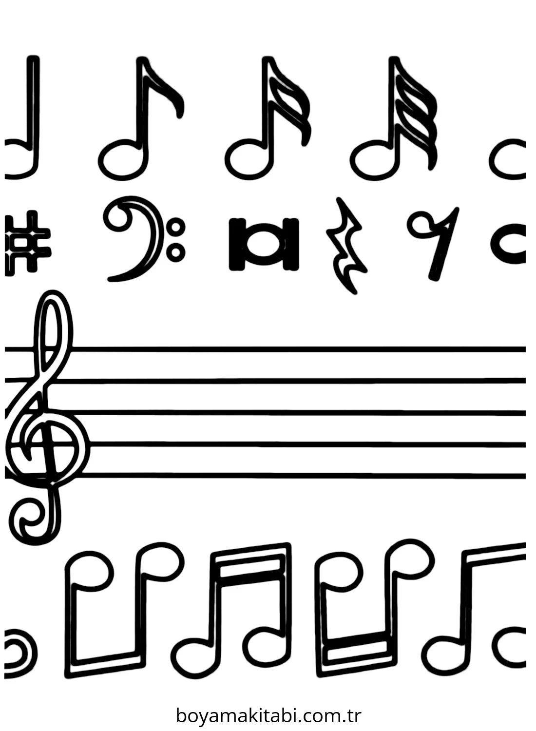 Müzik boyama sayfası #4 – hayal gücünü besler, tamamen ücretsiz