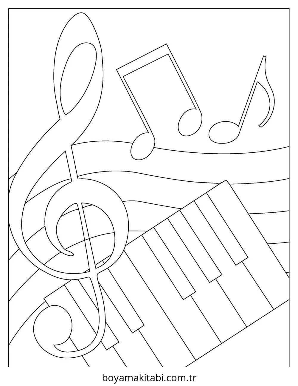 Müzik boyama sayfası #10 – mürekkep tasarrufu sağlar, PDF indir