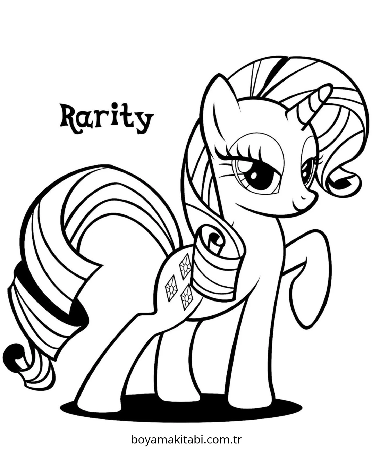 My Little Pony boyama sayfası – basit çizim, kolay boyama