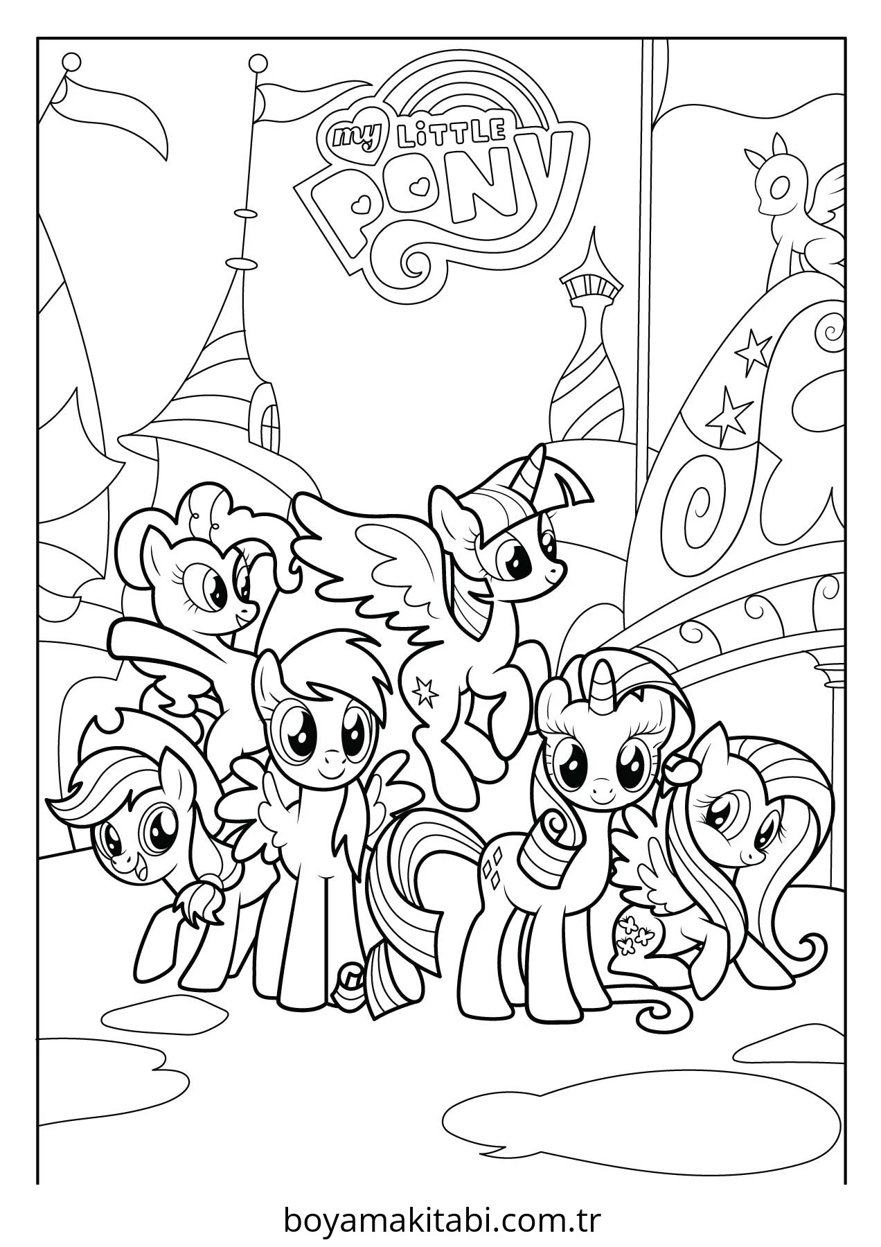 My Little Pony boyama sayfası – çocuklar için, çizgi film temalı