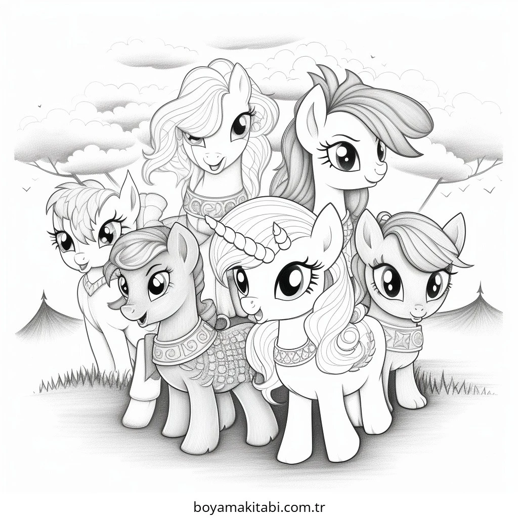 My Little Pony boyama sayfası – sevimli karakter, sanatsal çalışma