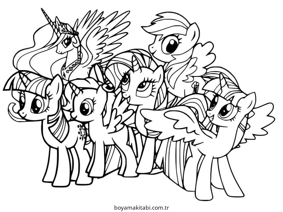 My Little Pony boyama sayfası – el becerilerini geliştirir, boyama çalışması