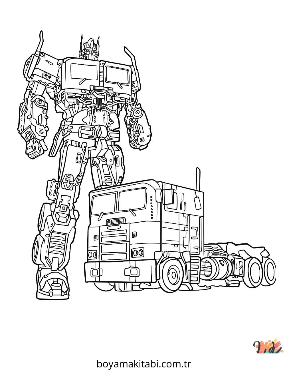 Optimus Prime boyama sayfası – eğitici aktivite, yaratıcılık