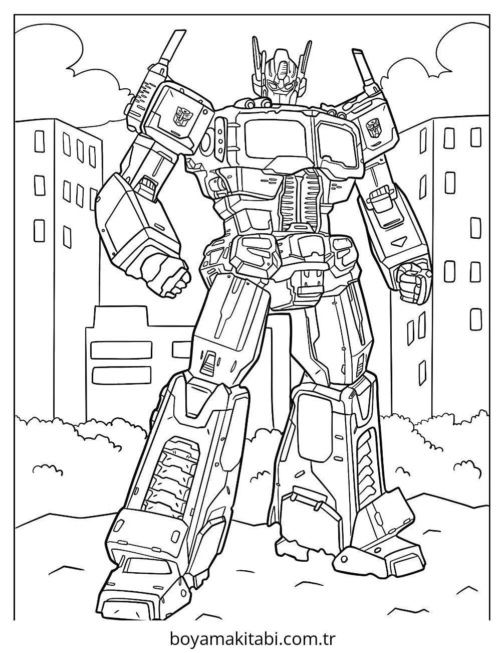 Optimus Prime boyama sayfası – sanatsal çalışma, çocuklar için