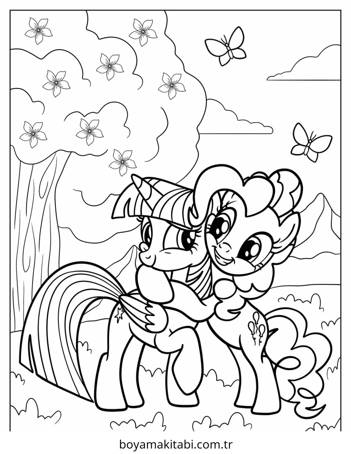 Pinkie Pie boyama sayfası – eğitici aktivite, yaratıcılık