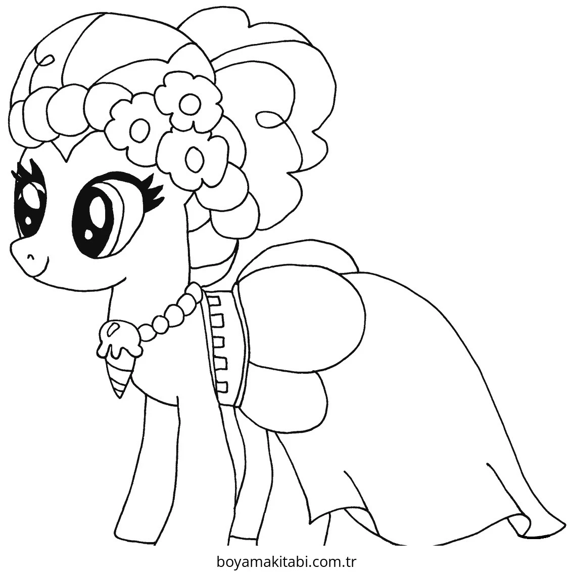 Pinkie Pie boyama sayfası – evde etkinlik, ücretsiz yazdır