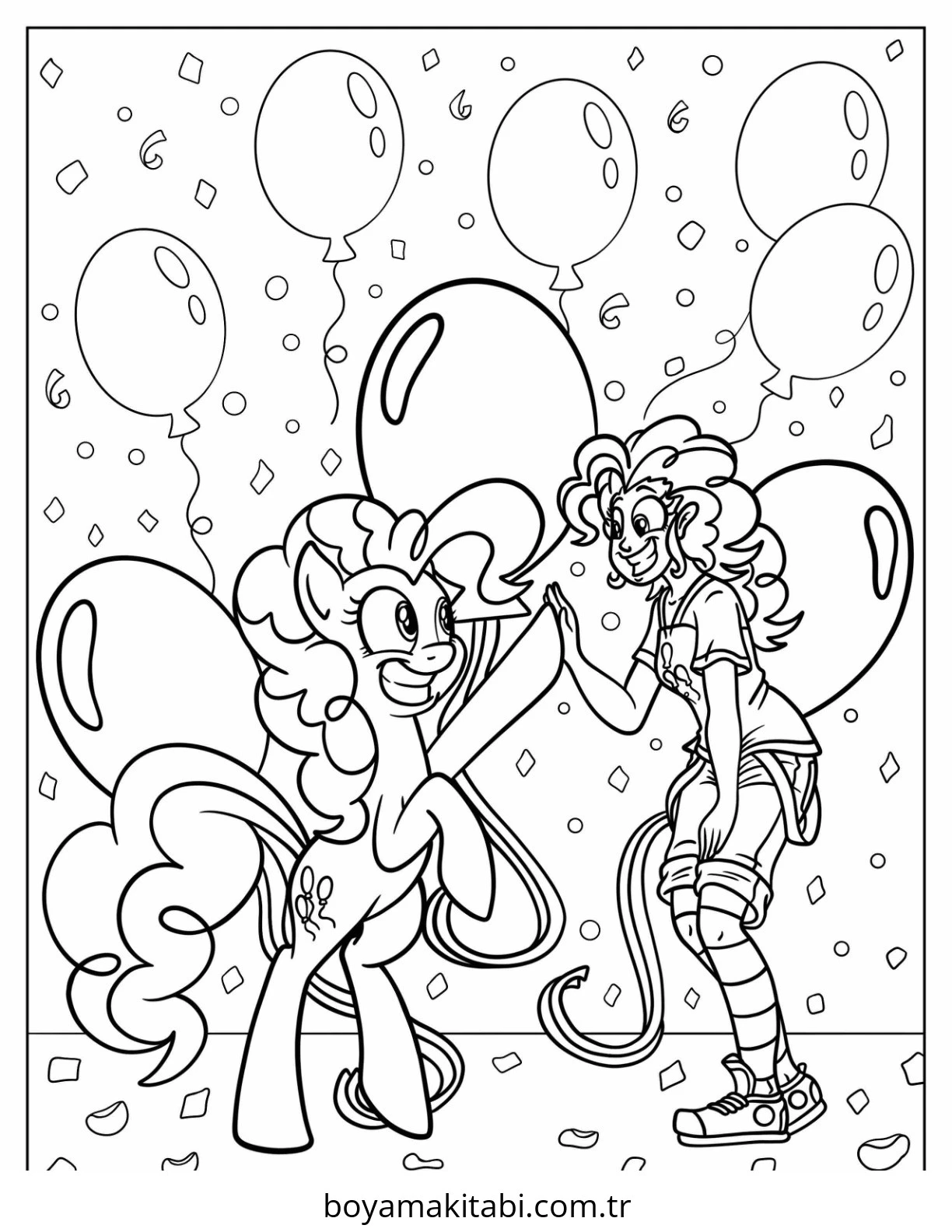 Pinkie Pie boyama sayfası – sanatsal çalışma, çocuklar için
