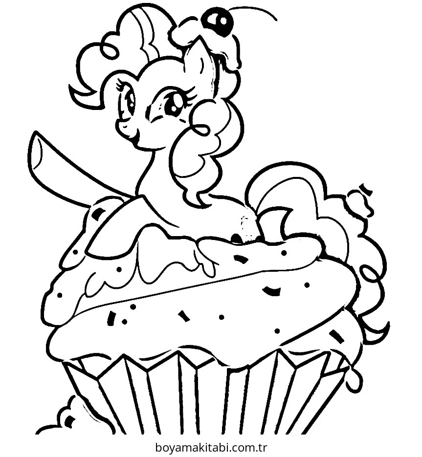 Pinkie Pie boyama sayfası – renkli çizimler, okul öncesi
