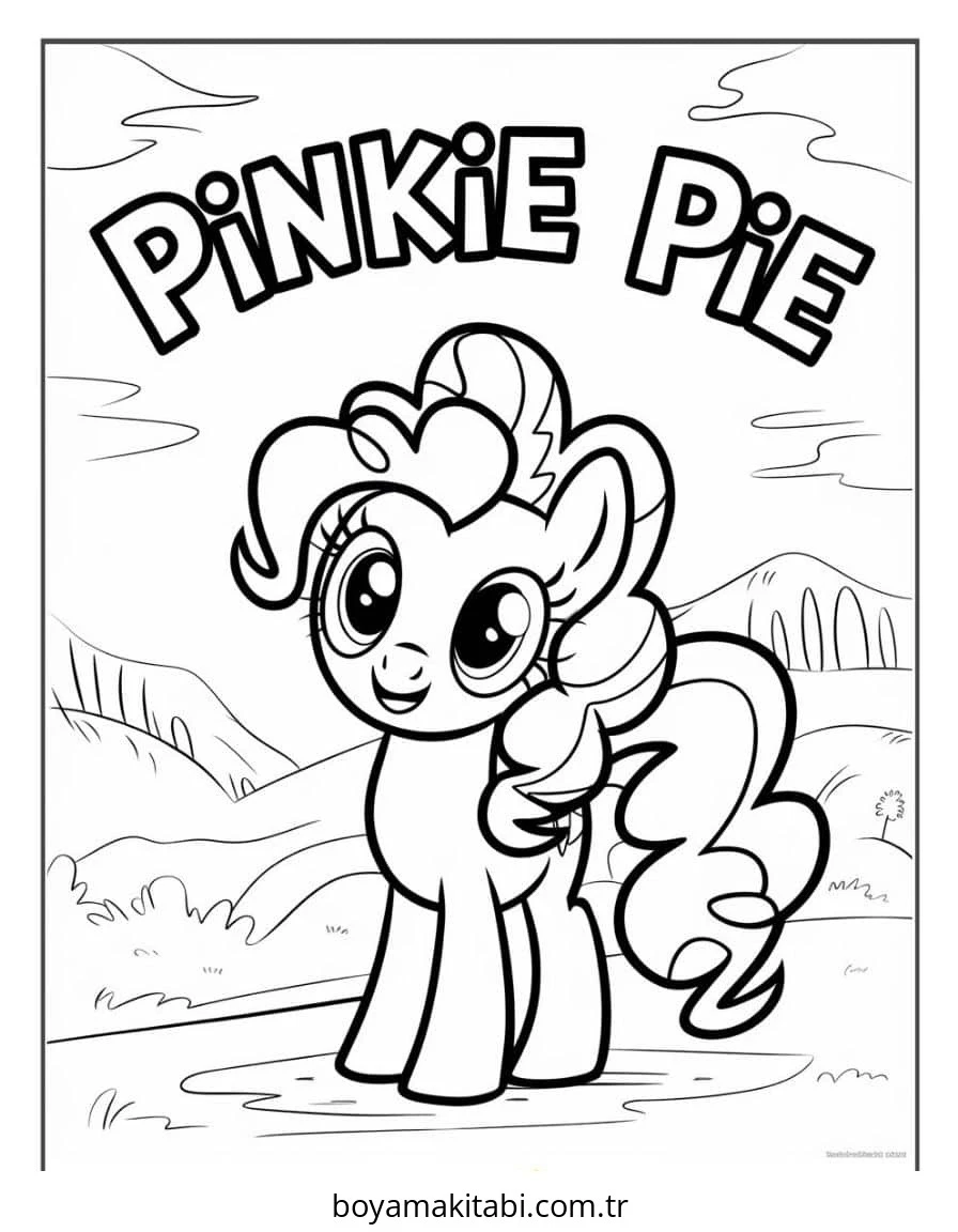 Pinkie Pie boyama sayfası – PDF indir, sevimli karakter