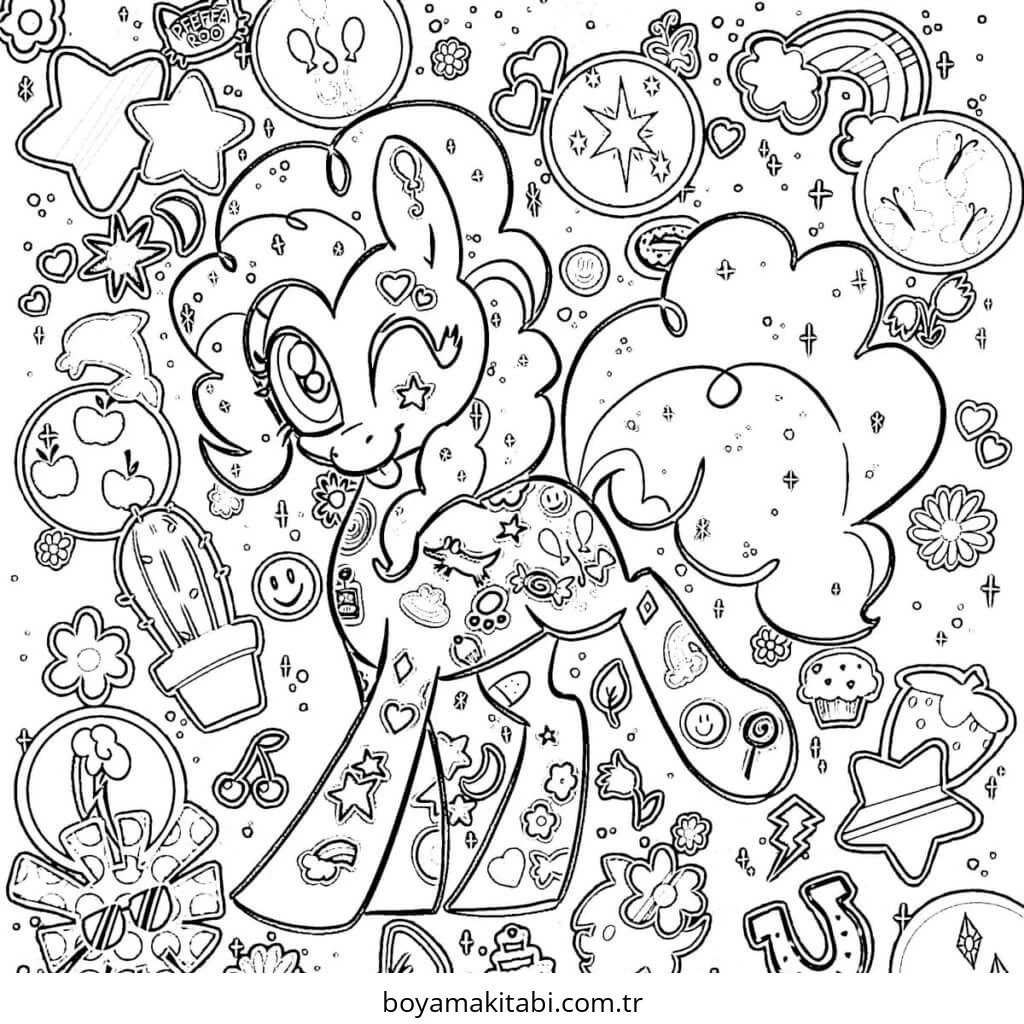 Pinkie Pie boyama sayfası – çocuklar için, çizgi film temalı