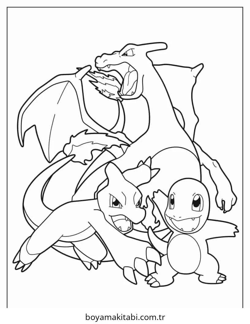 Pokemon Charizard boyama sayfası – yaratıcılığı geliştirir, keyifli zaman