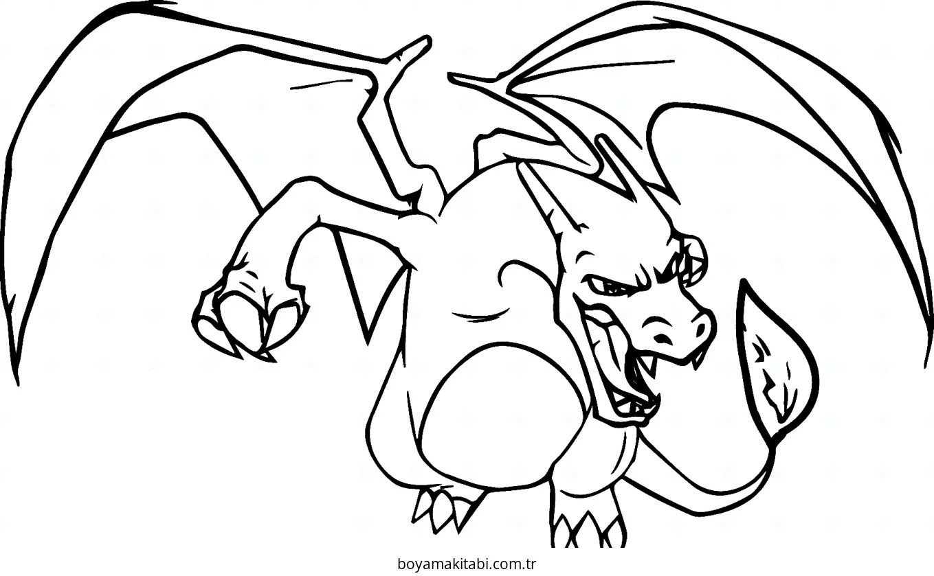 Pokemon Charizard boyama sayfası – boyama etkinliği, çocuk aktivitesi