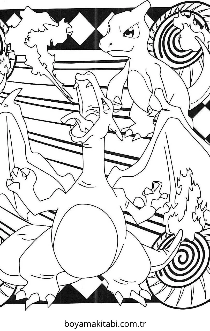 Pokemon Charizard boyama sayfası – evde etkinlik, ücretsiz yazdır